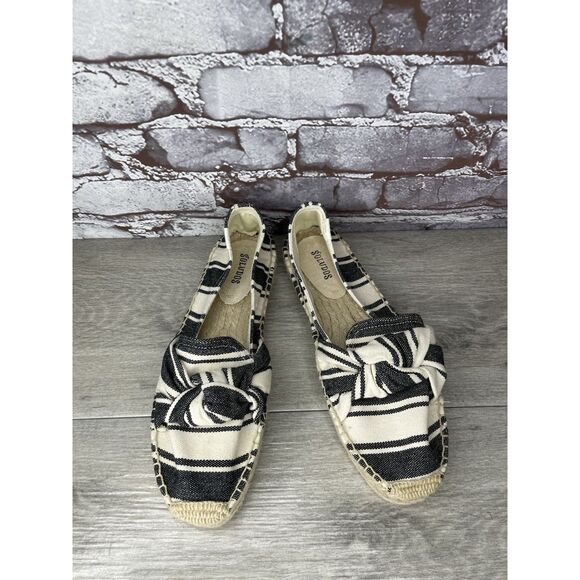 Soludos Striped Espadrille Bow Blue Cream Nautical Shoes Women’s Sz 9M US/39.5EU - Picture 3 of 16